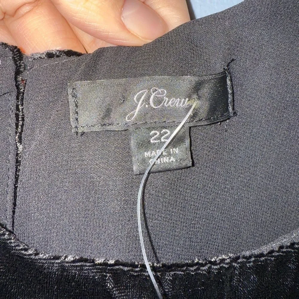 J.Crew Velvet tank top in Black Size Women’s 22 NWT